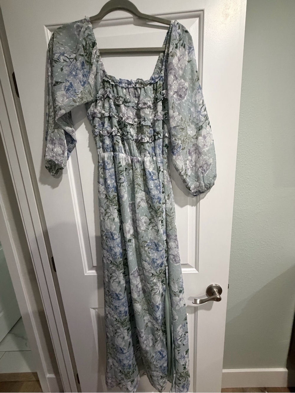Baltic Born Florence Floral Ruffle Maxi Dress Sheer Chiffon Size M